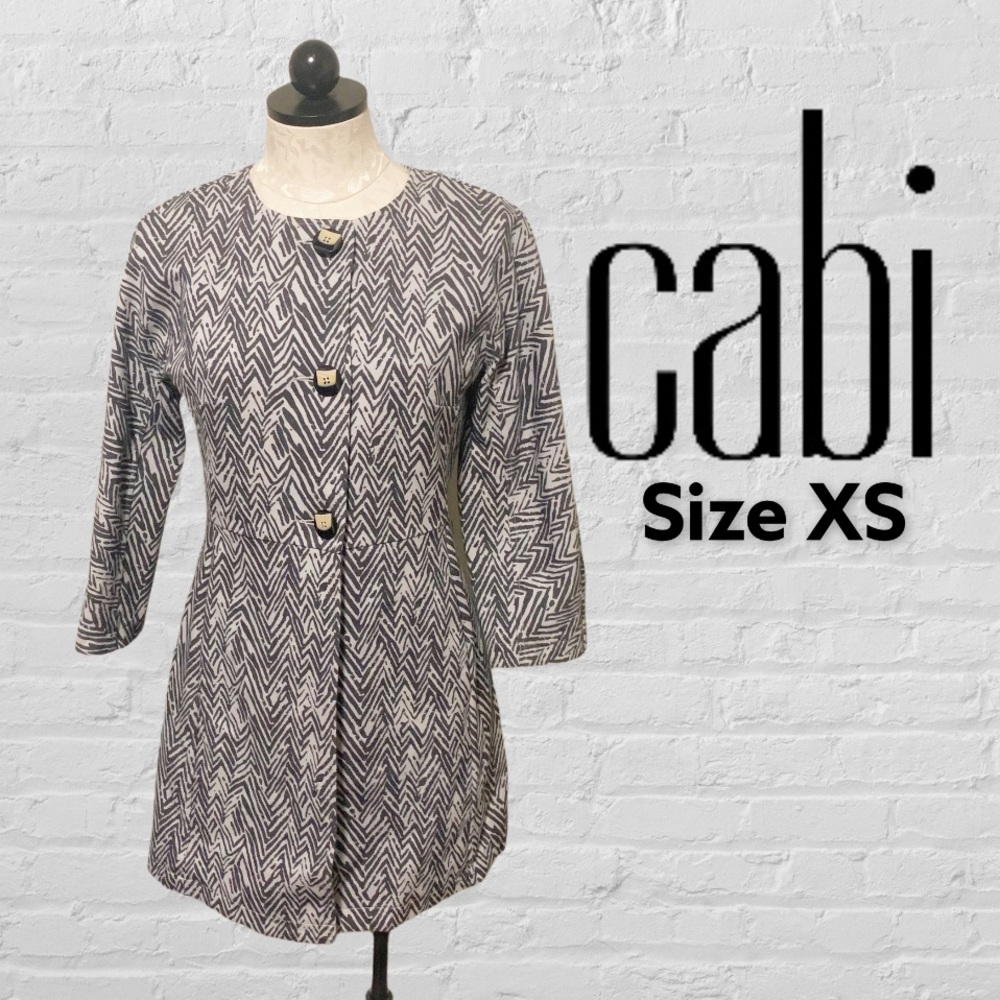 Cabi #3430 Zig Zag Fitted Coat Gray White Size XS - Picture 8 of 12
